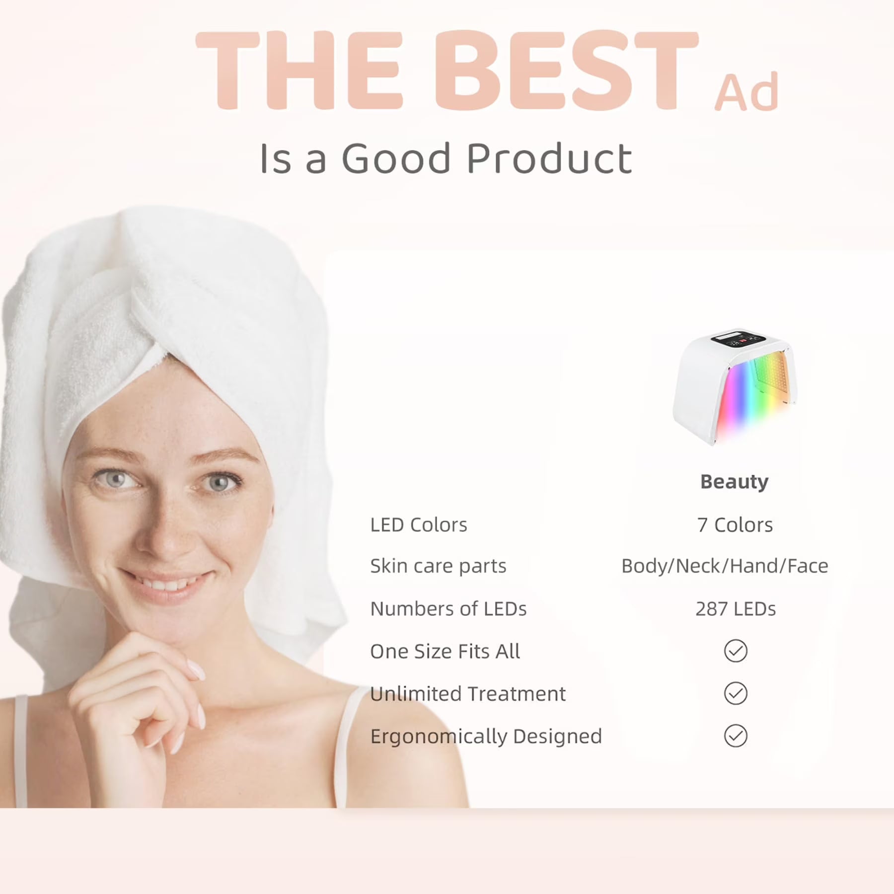 Red Light Therapy for Face, 7 in 1 Colors LED Face Mask Skin Care Tool