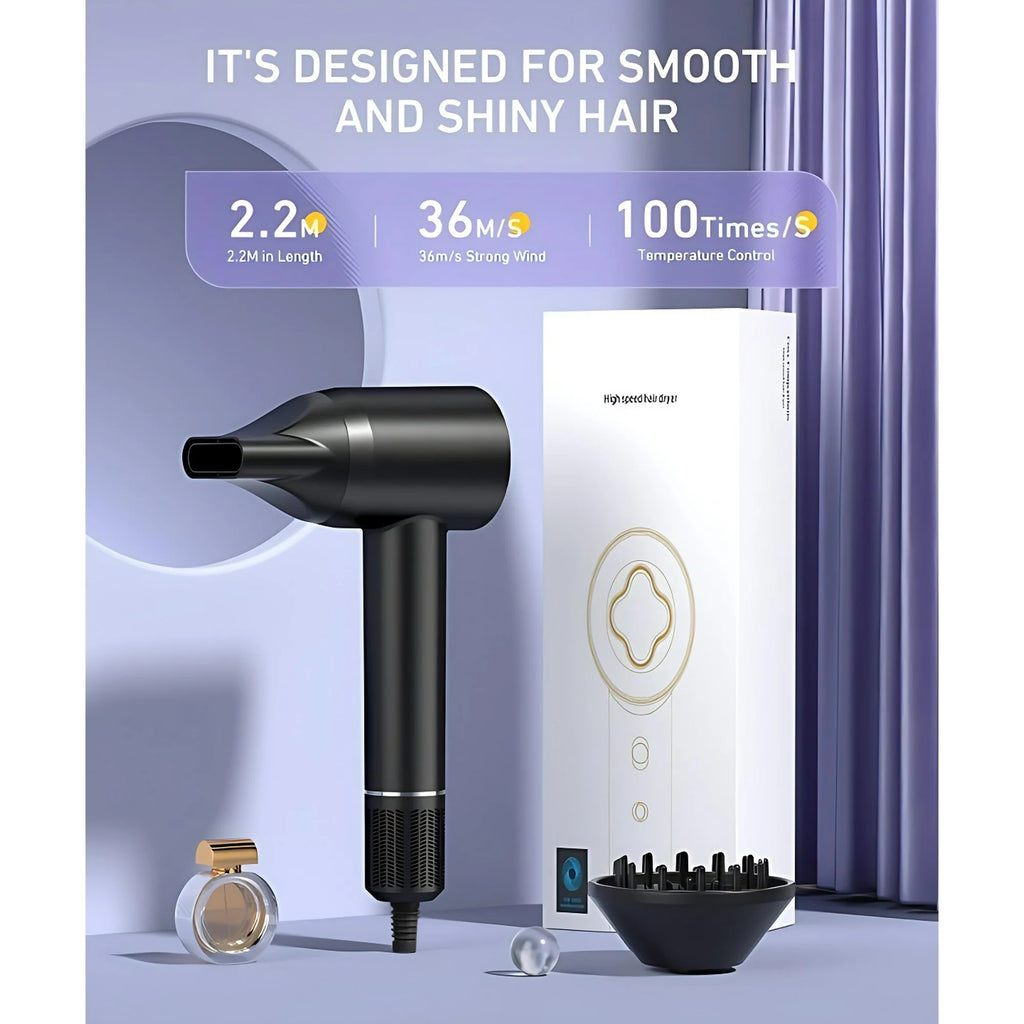 BeautifyEase Hair Dryer-Fast Drying Ionic Blow Dryer-Updated 1500 W Low Noise Technology home with Diffuser&amp;Smooth Nozzle